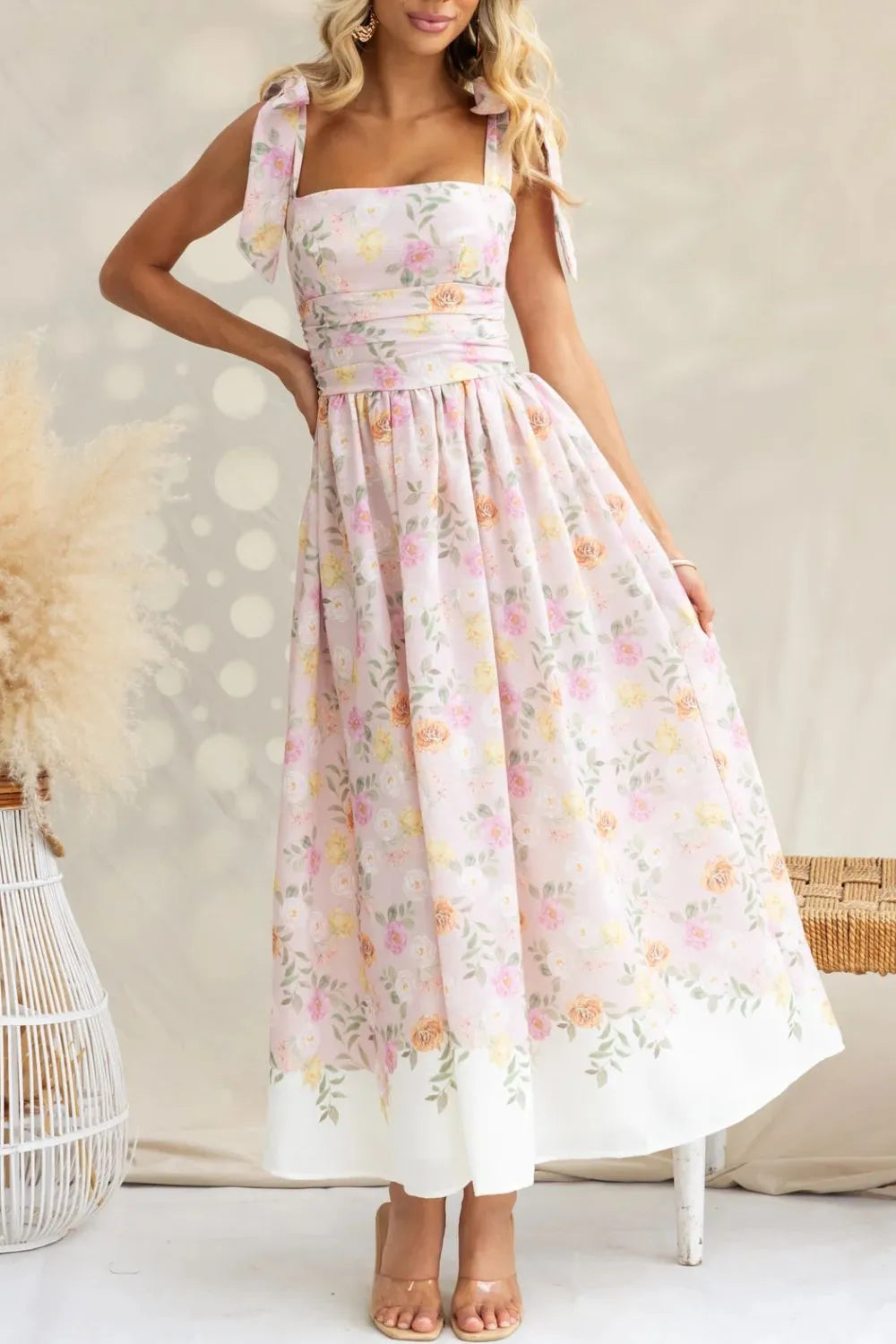 Side Lace Peep Toe Wedge Sandals