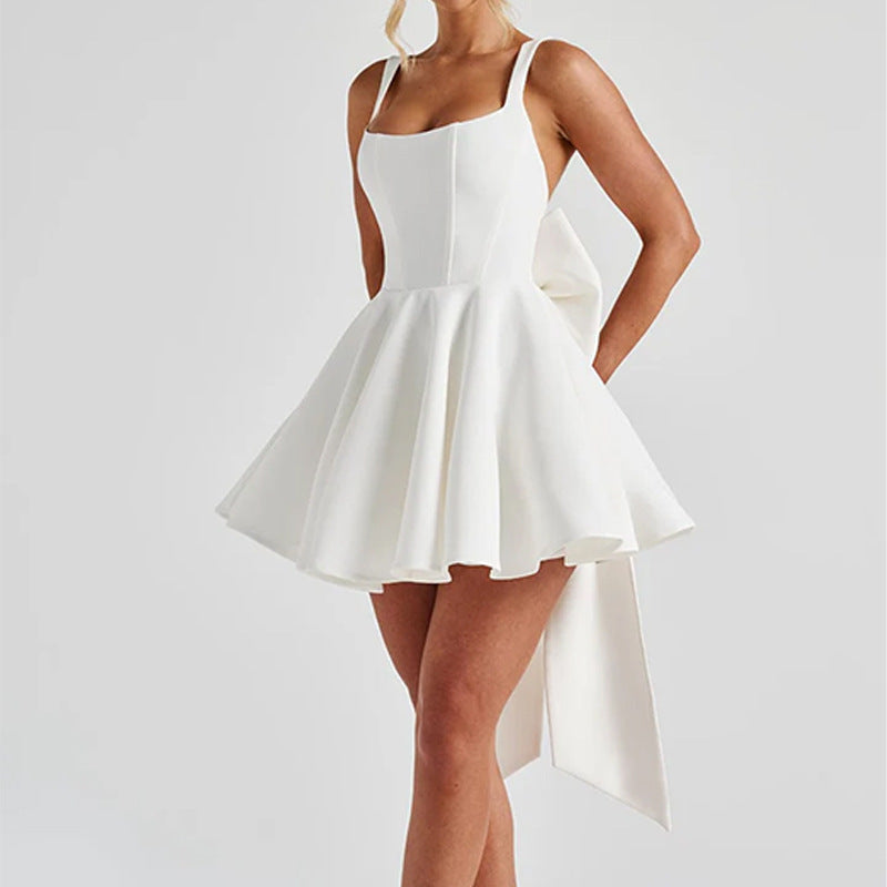 Summer Halter Mini Dress - Backless Large Bow Corset