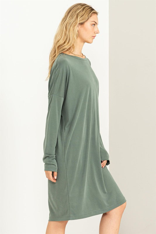 Drop Shoulders Class and Charm Oversized Midi Dress