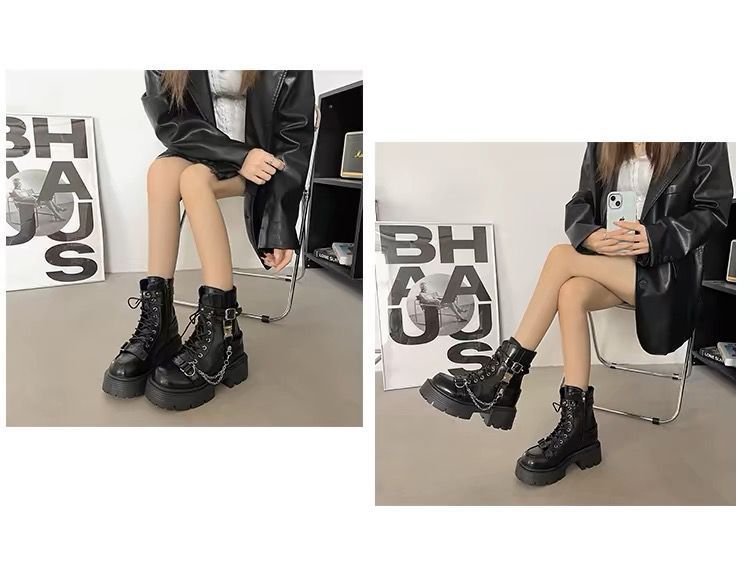 Martin Boots - Black Thick Sole Mid-Calf Platform