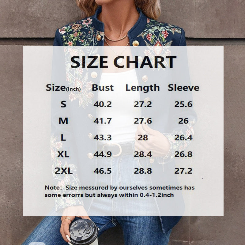 Double-Breasted Floral Blazer - Professional Work Jacket