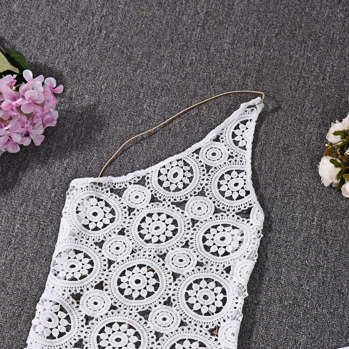 White Lace Crop Top and Shorts Set - Backless Party Outfit