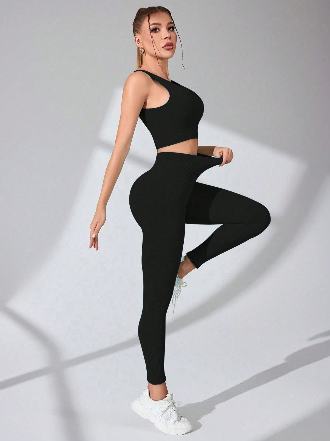 Scoop Neck Wide Strap Top and Pants Active Set - Fashions Envy