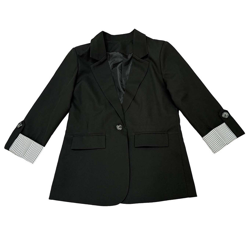 Open Front Blazer - Rolled Sleeve Office Jacket