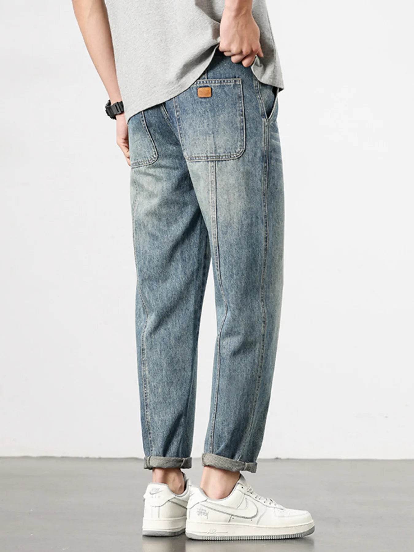 Men's Loose Fit Washed Jeans - Fashions Envy