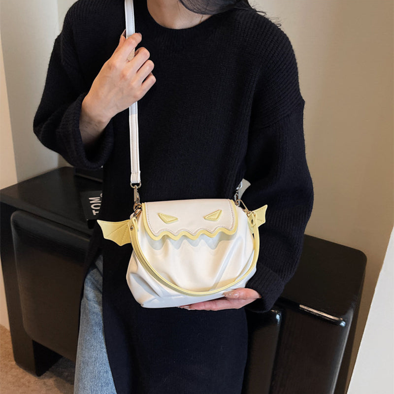Halloween Pumpkin Crossbody Bag - Cartoon Shoulder Bag with Wings