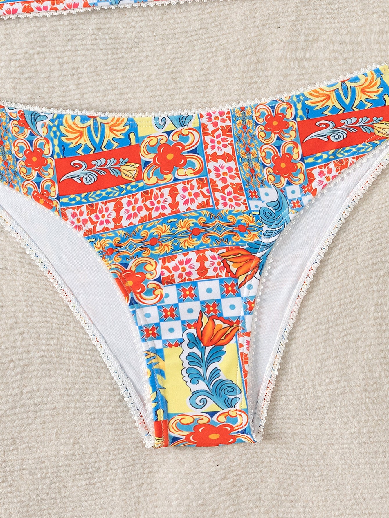 Patchwork Bikini - High-Waisted Bohemian Print - Fashions Envy