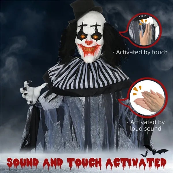 6ft Motion Activated Scary Clown - Halloween Decoration - Fashions Envy