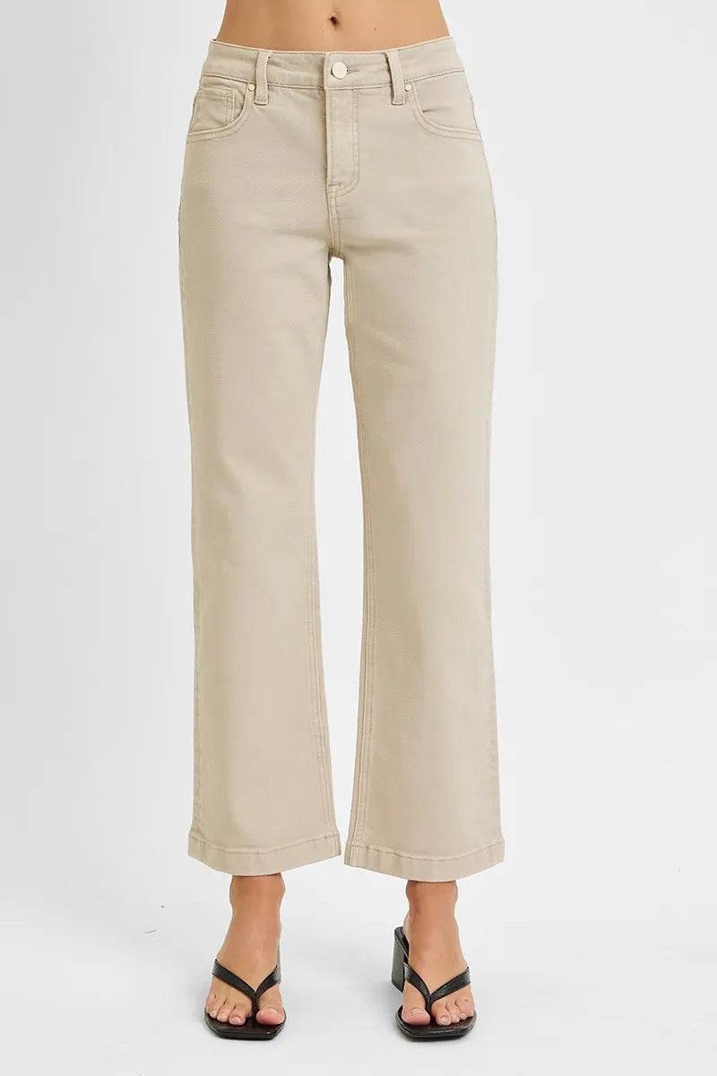 RISEN Full Size Tummy Control Mid Rise Ankle Straight Jeans Plus Size - Fashions Envy