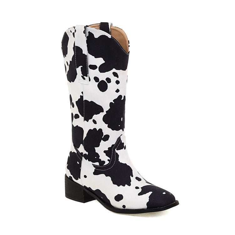 Moo-ving Style Boots - Vintage Cow Print Western