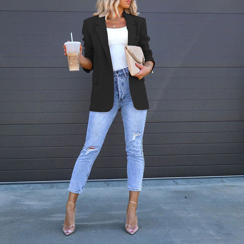Casual Open Front Long Sleeve Suit Jacket Blazer
