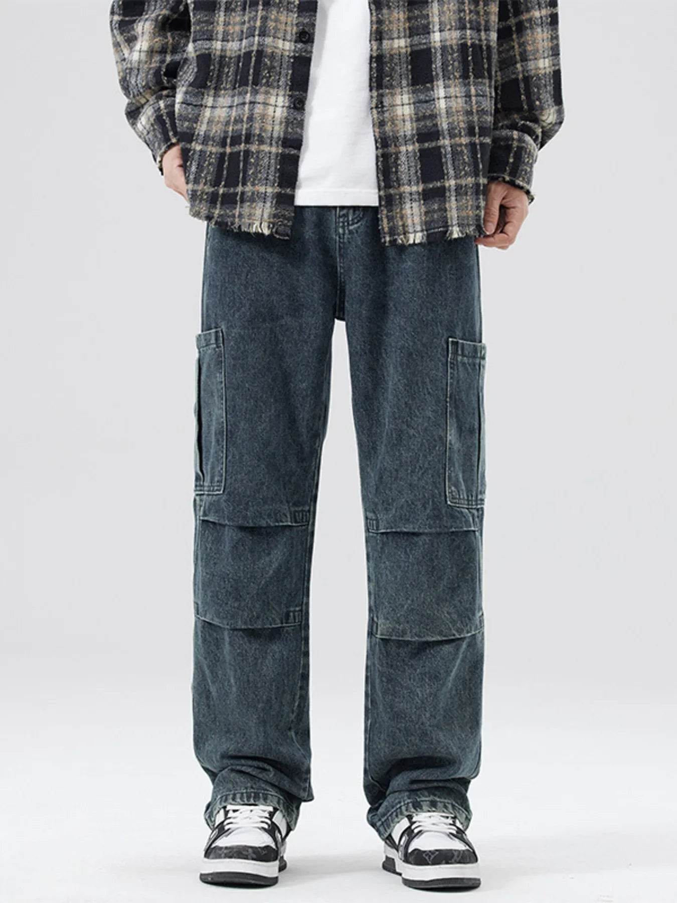 Men's Full Size Distressed Cargo Jeans - Cotton Cargo Pants - Fashions Envy