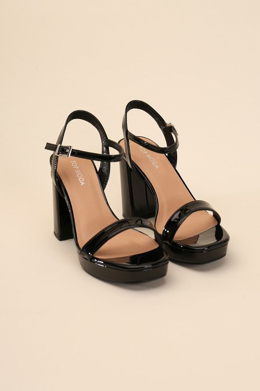 Open Toe Round Front Ankle Strap Heels