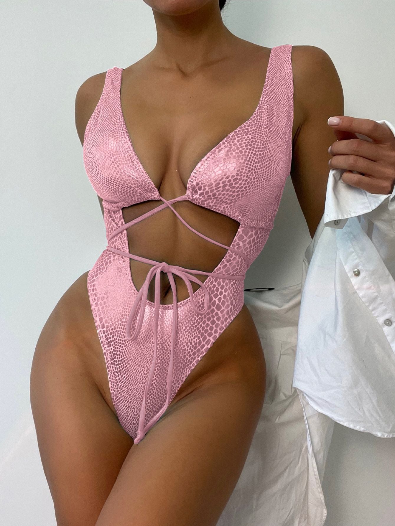 Strappy Lace-Up Swimsuit - One-Piece Bathing Suit