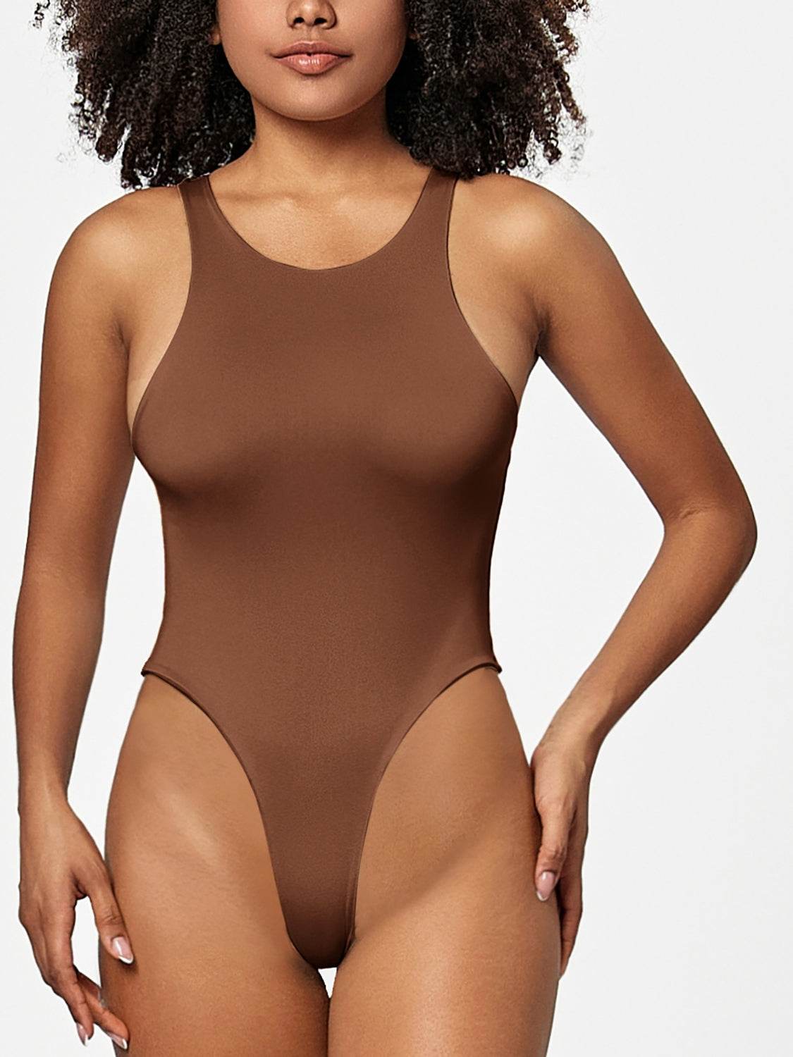Full Size Round Neck Wide Strap Bodysuit - Fashions Envy