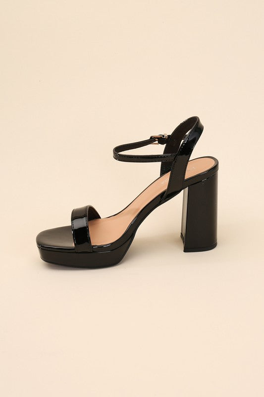 Open Toe Round Front Ankle Strap Heels