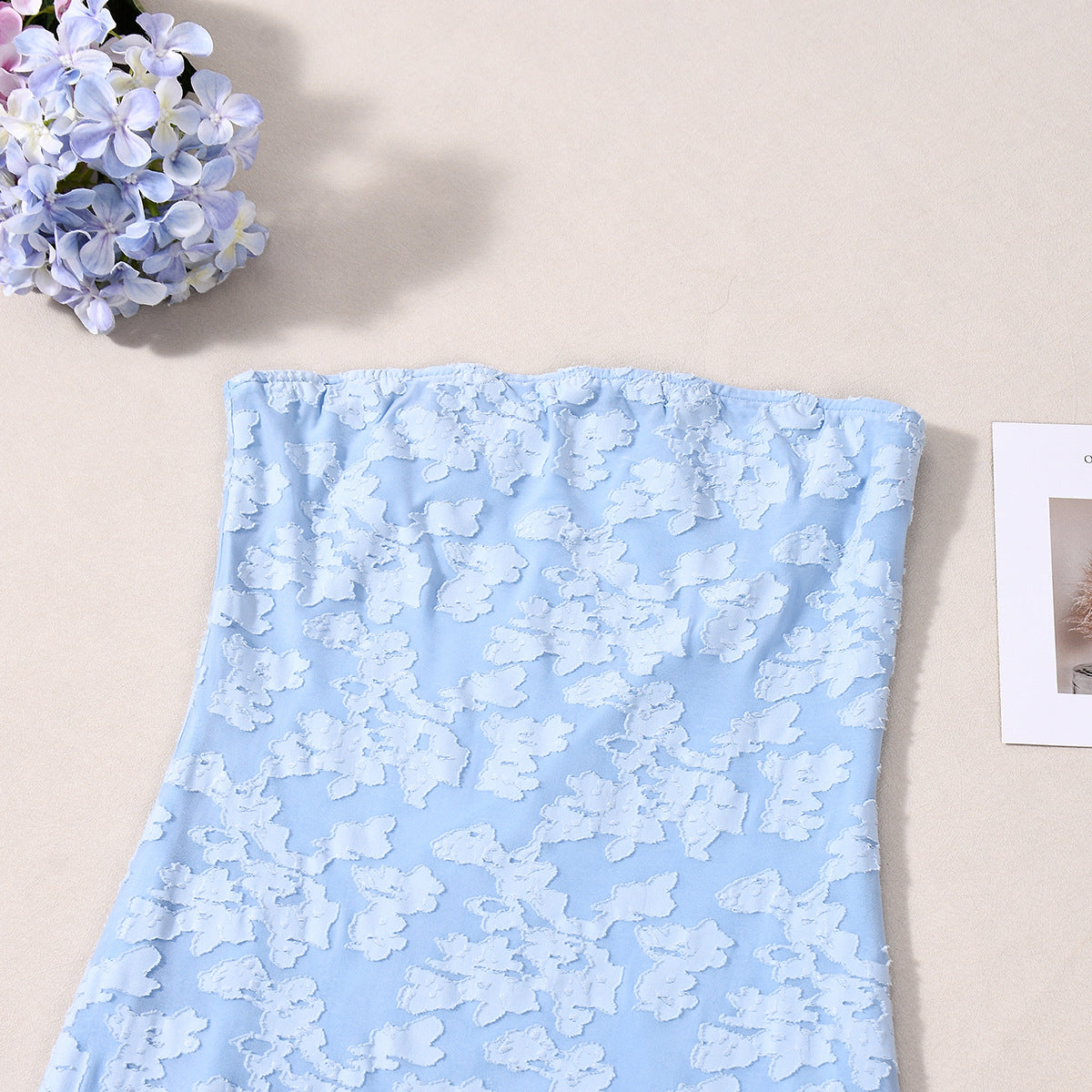 Strapless Backless Maxi Dress - Burnt Floral Blue - Fashions Envy