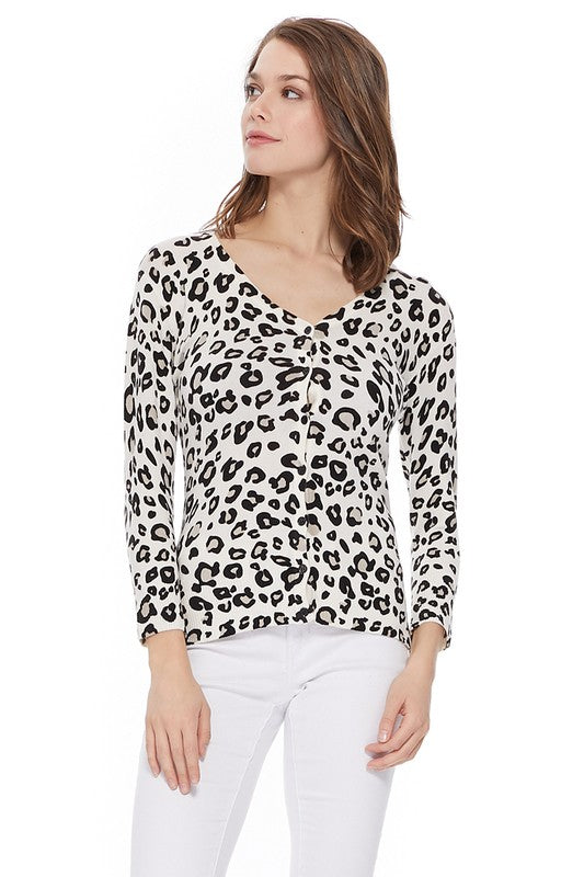 Leopard Print V-Neck Sweater
