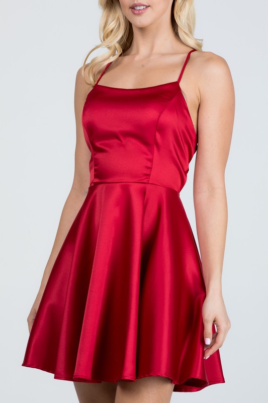 Sleeveless Lace-Up Fit & Flare Party Mini Dress