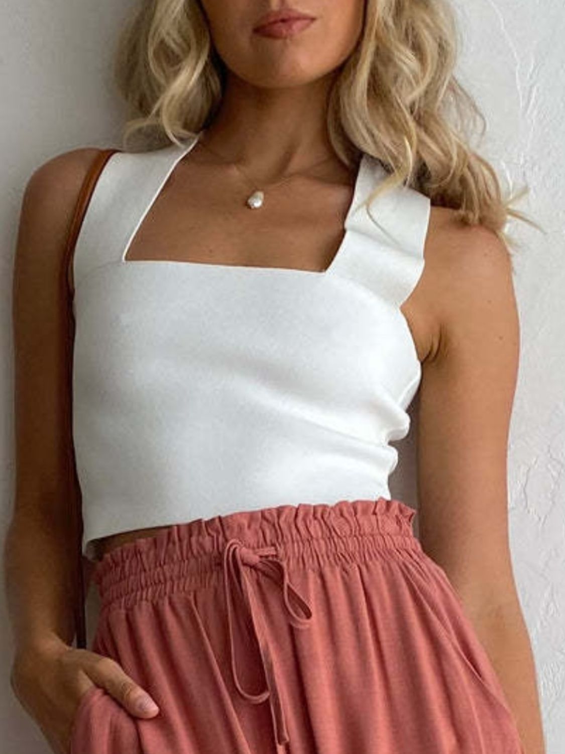 Square Neck Wide Strap Basic Tank Top