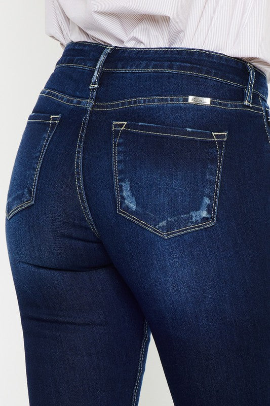 Mid Rise Hem Casual Detail Flare Denim Jeans