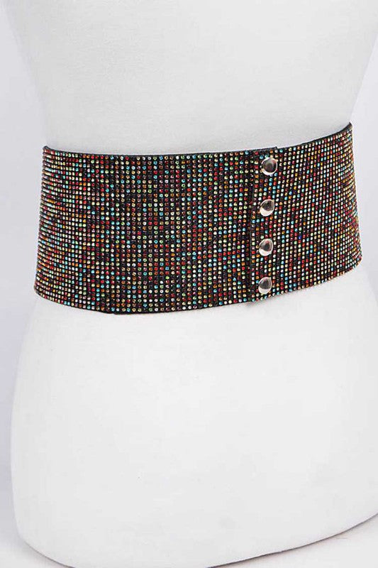 Rhinestone Snap Closure Iconic Tie Belt