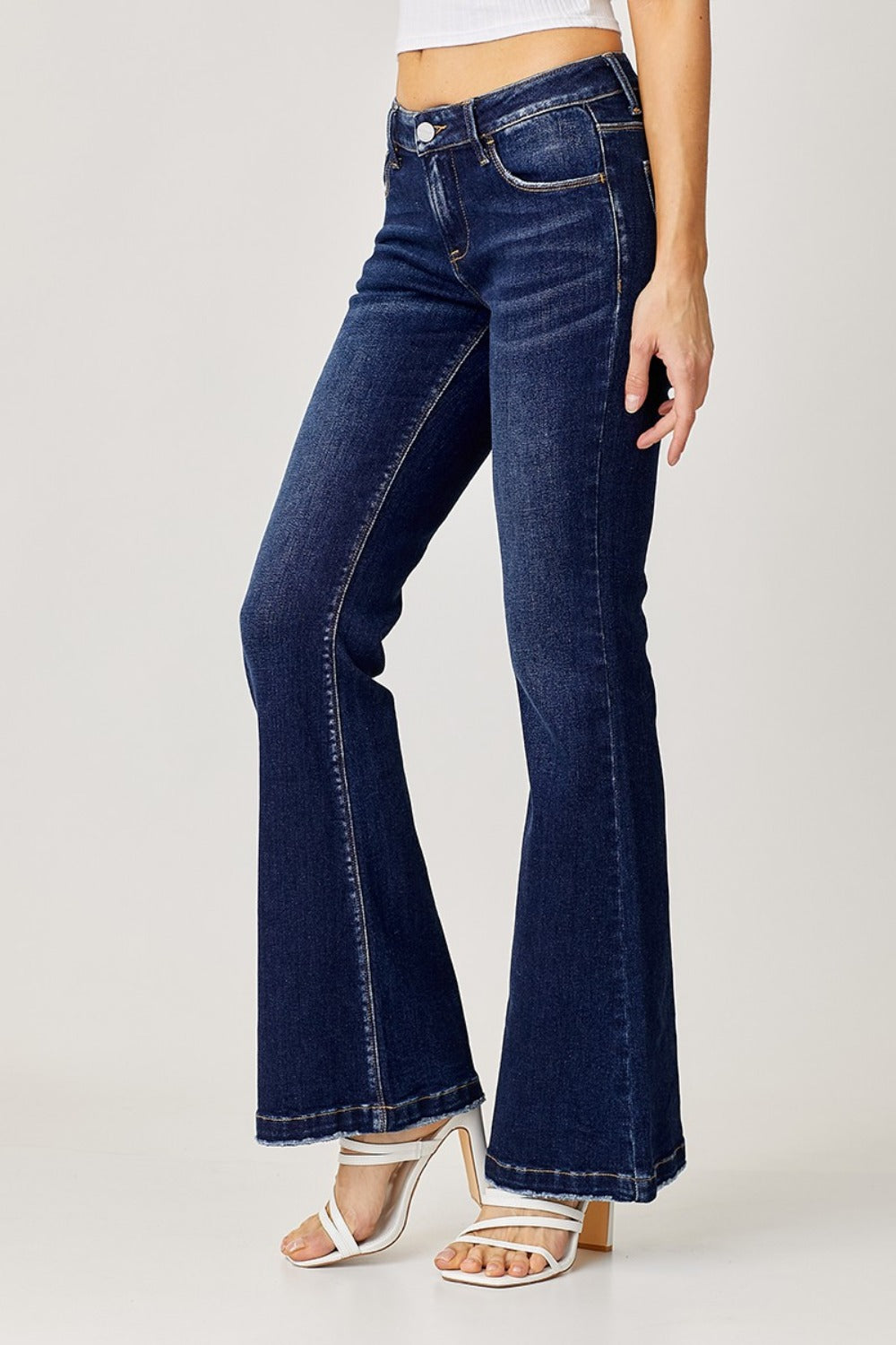 RISEN Full Size Low Rise Flare Jeans - Fashions Envy