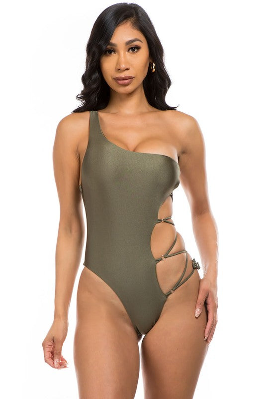 One Shoulder Sexy Cutouts One-Piece Swimsuit
