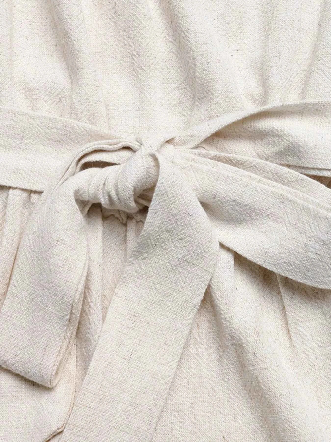 Tie Strap Romper - Frill Tassel Hem Casual Shorts