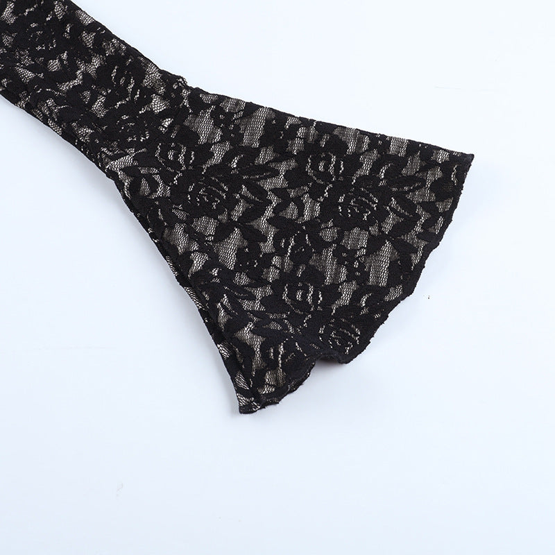 Off Shoulder Lace Top - Long Sleeve Hollow Waist - Fashions Envy