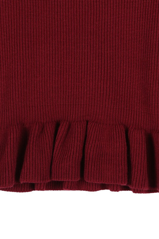 Peplum Round Neck Puff Sleeve Sweater