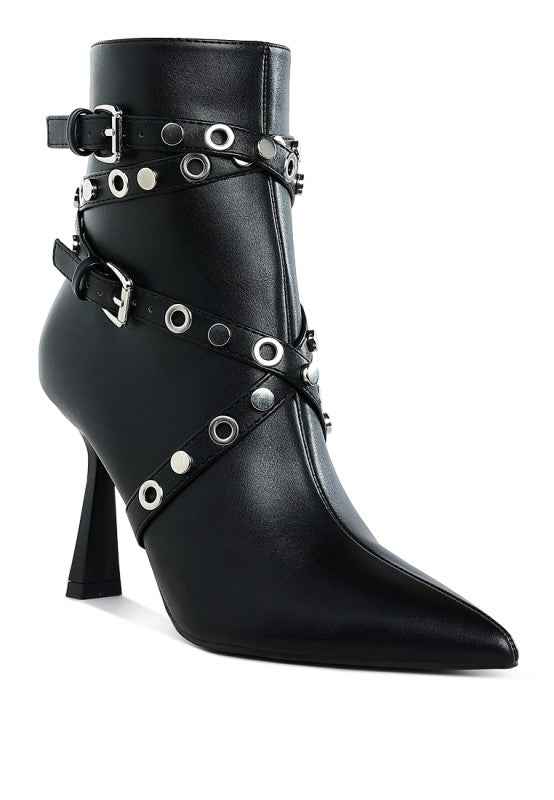 Jacinta Slim Flared Heel Strappy Boots