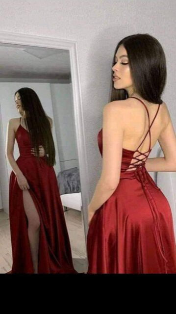 Sleeveless Zig-Zag Lace-Up Satin Gown