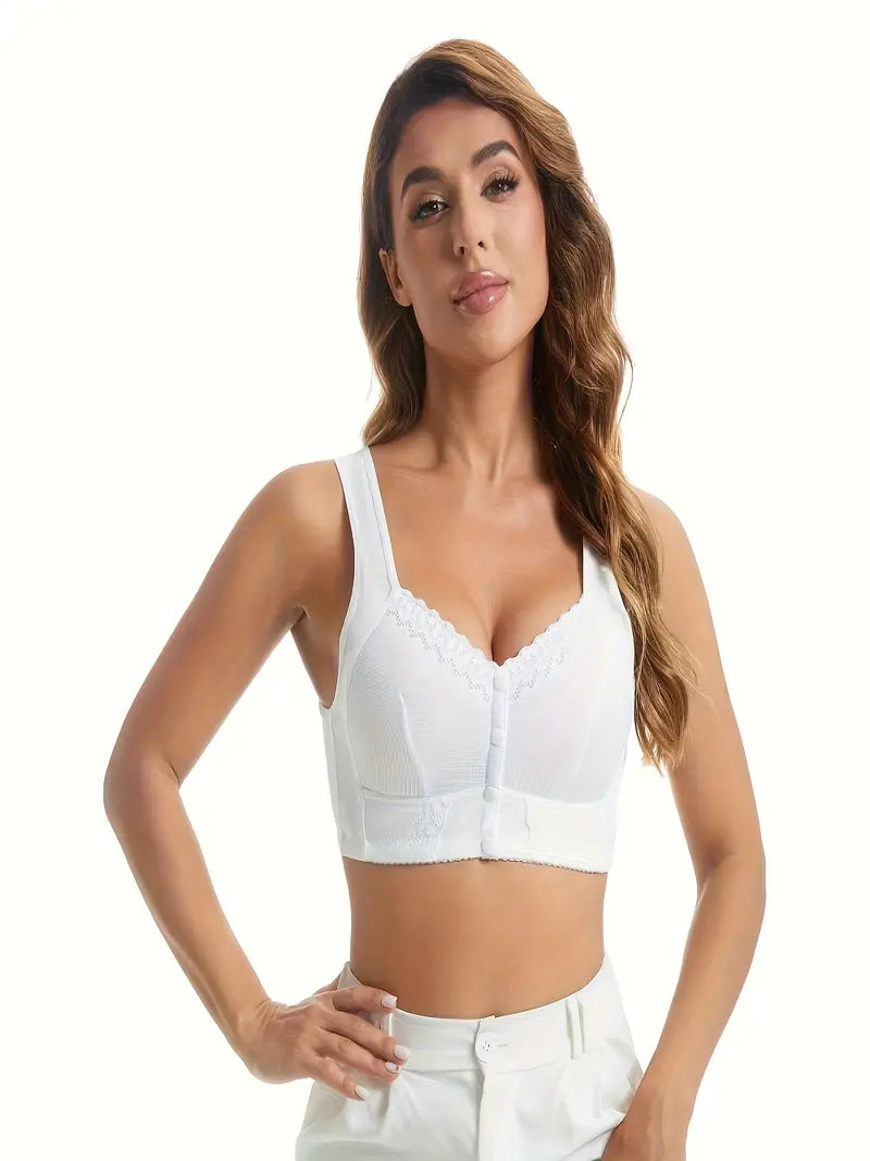 Elegant Floral Vest-Style Oversized Lace Wireless Bra