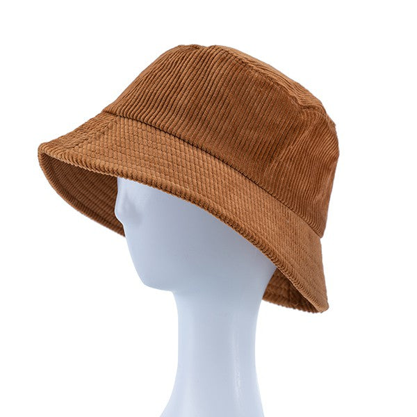Trendy Solid Color Corduroy Bucket Hat