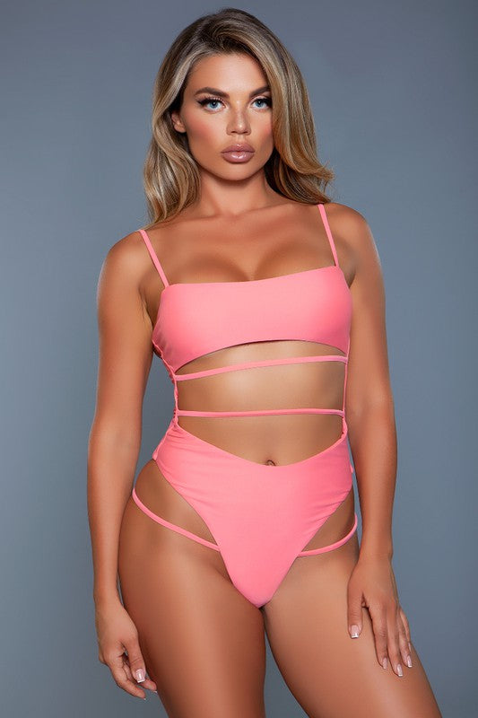 Bandeau Top Venetia Brazilian Bottom Peach Swimsuit