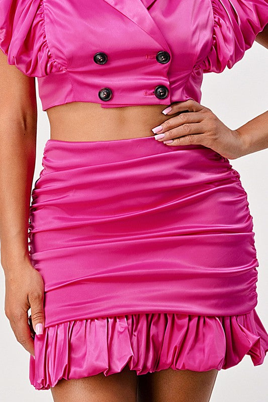 PINK Addiction Casual Mini Skirt Matching Set
