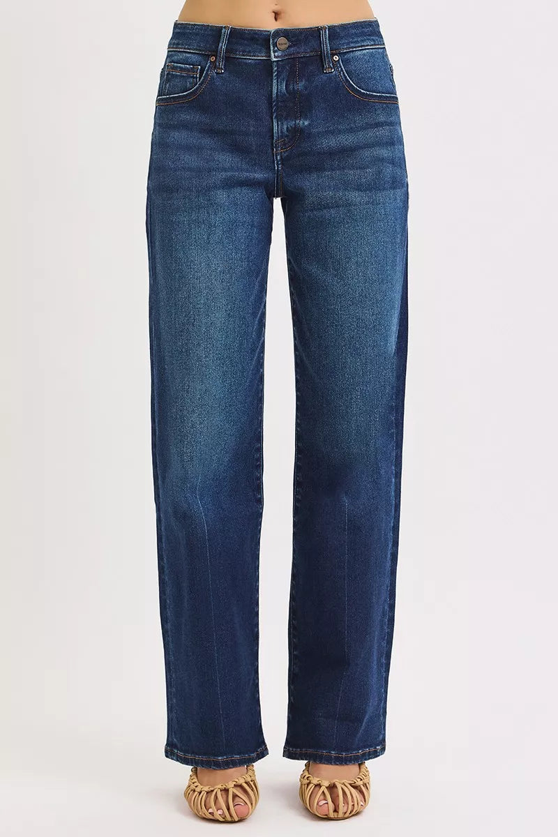 RISEN Wide Baggy Jeans Women - Mid Rise Relaxed Fit - Fashions Envy