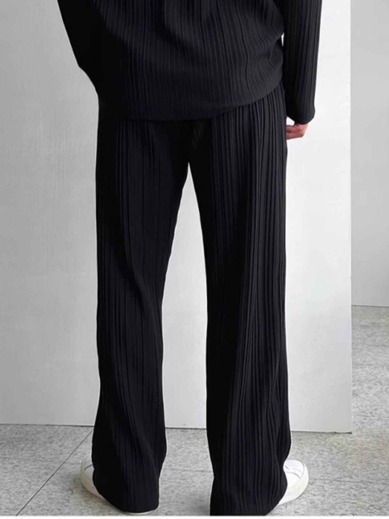 Men's Full Size Textured Button Up Shirt and Pants Set Plus Size