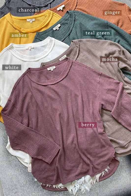 Raw Edge Details Bree Waffle Top