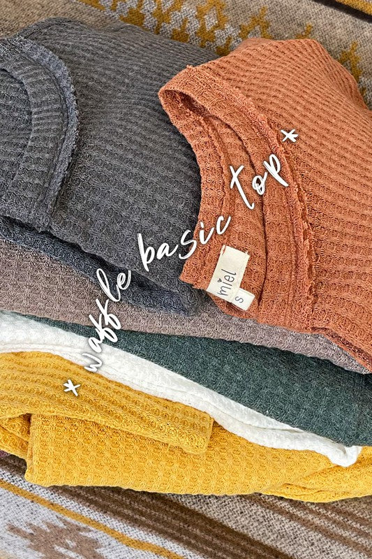 Raw Edge Details Bree Waffle Top