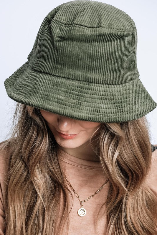 Trendy Solid Color Corduroy Bucket Hat