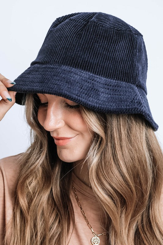 Trendy Solid Color Corduroy Bucket Hat