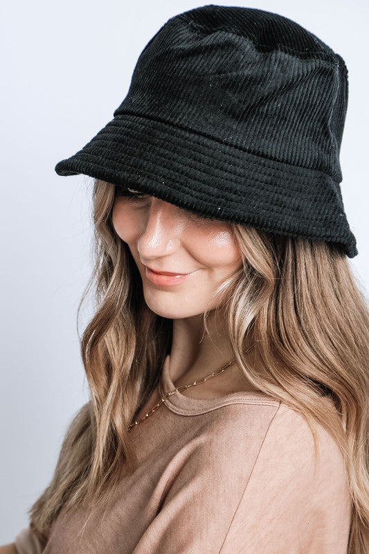 Trendy Solid Color Corduroy Bucket Hat