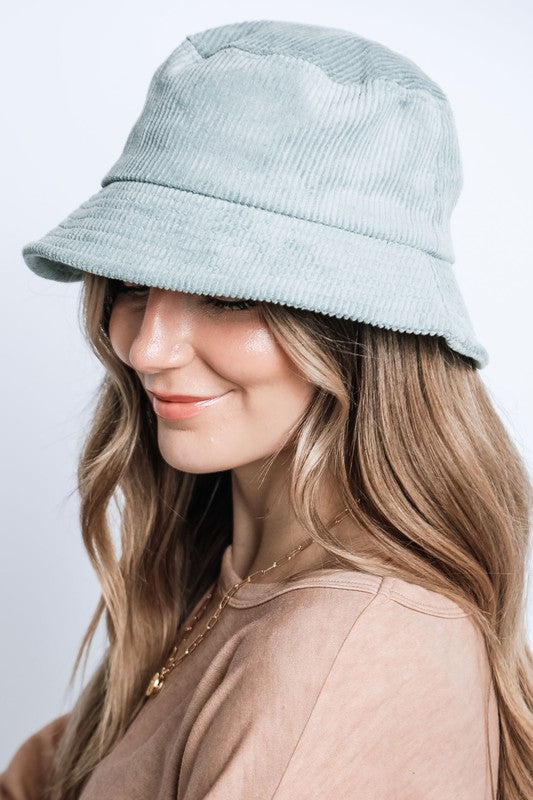 Trendy Solid Color Corduroy Bucket Hat