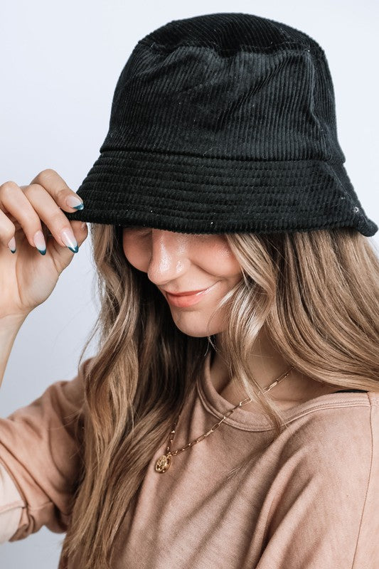 Trendy Solid Color Corduroy Bucket Hat