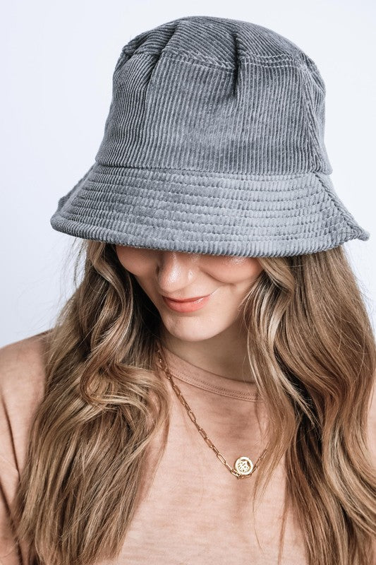 Trendy Solid Color Corduroy Bucket Hat