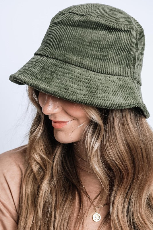 Trendy Solid Color Corduroy Bucket Hat