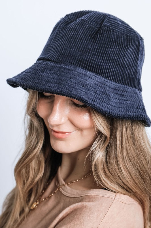Trendy Solid Color Corduroy Bucket Hat