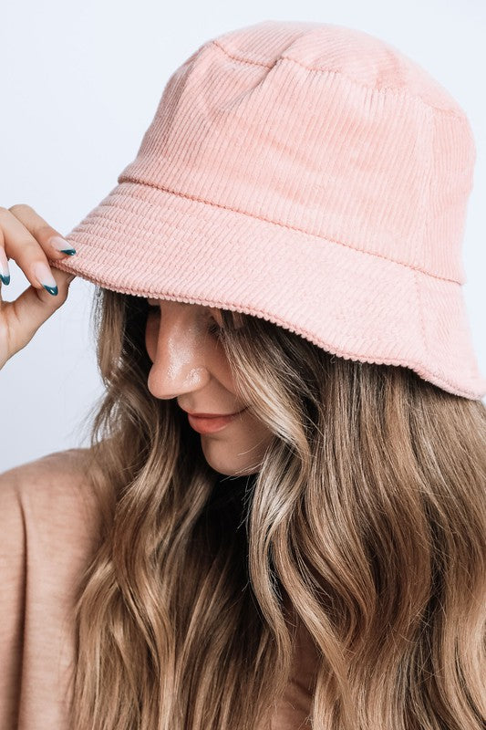 Trendy Solid Color Corduroy Bucket Hat